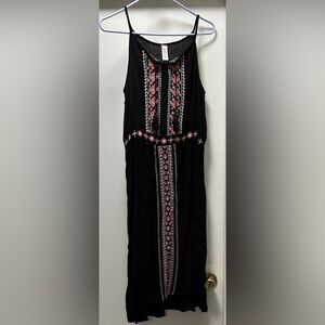 JUSTICE Girls Black Maxi Dress Long Embroidered spaghetti Straps